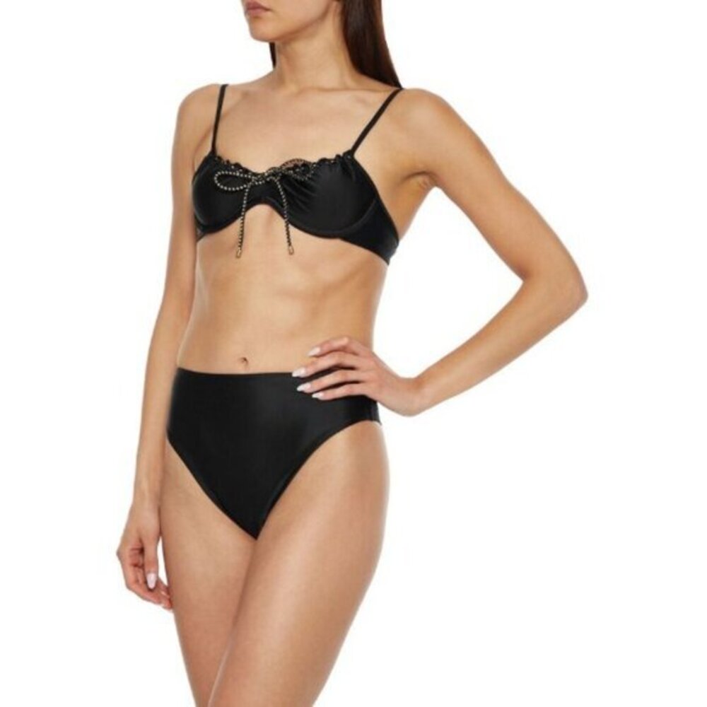 VIX Paula Hermanny Maia Solid Bikini Top Black SZ M NWT